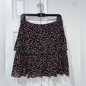Trina Turk Silk Blend Tiered Ruffle Mini Skirt Abstract Bow Print Size 4